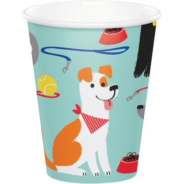 Dog Party Cups Paper 266ml 8pk - Party Savers