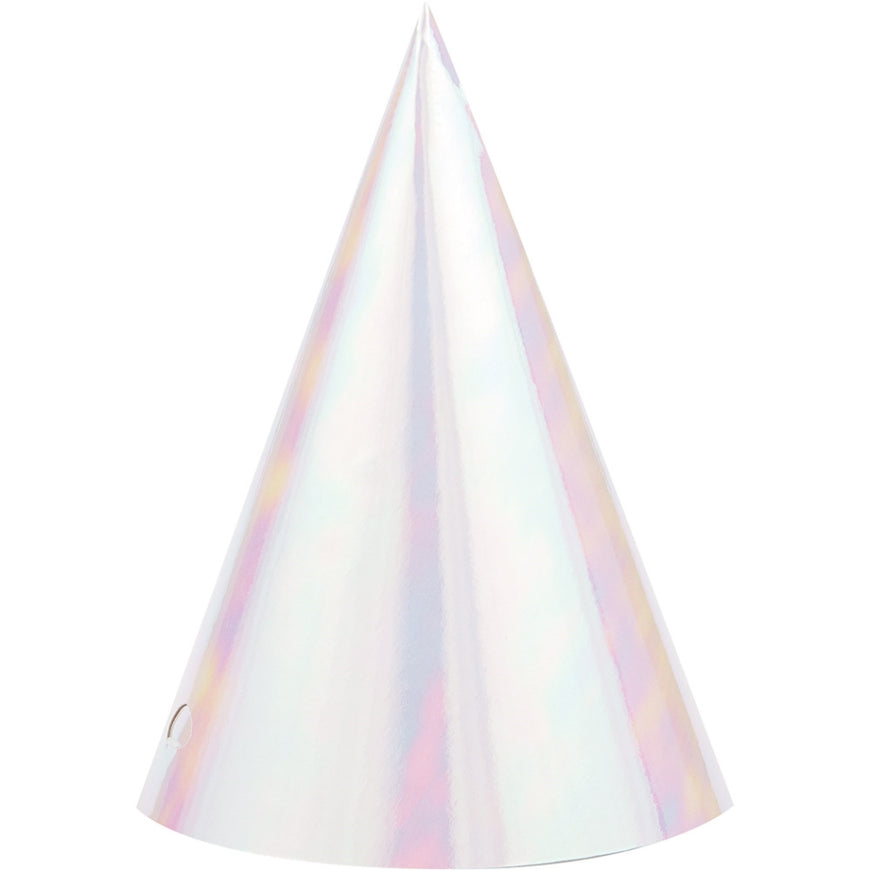 Iridescent Foil Cone Shaped Hats 8pk - Party Savers