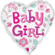 Baby Girl Heart Foil Balloon 45cm - Party Savers