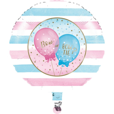 Gender Reveal Balloons Bow or Bow Tie Foil Balloon 45cm - Party Savers