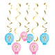 Gender Reveal Balloons Dizzy Danglers Hanging Swirls 5pk - Party Savers