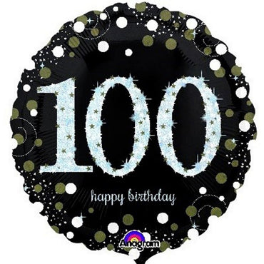 Sparkling Happy Birthday 100 Foil Balloon 45cm - Party Savers