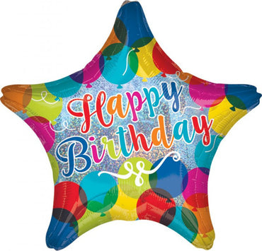 Star Happy Birthday Sparkle Balloons Self Sealing Foil Balloon 45cm - Party Savers