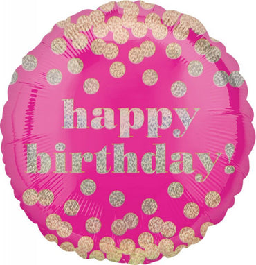 Happy Birthday Dotty Self Sealing Foil Balloon 45cm - Party Savers