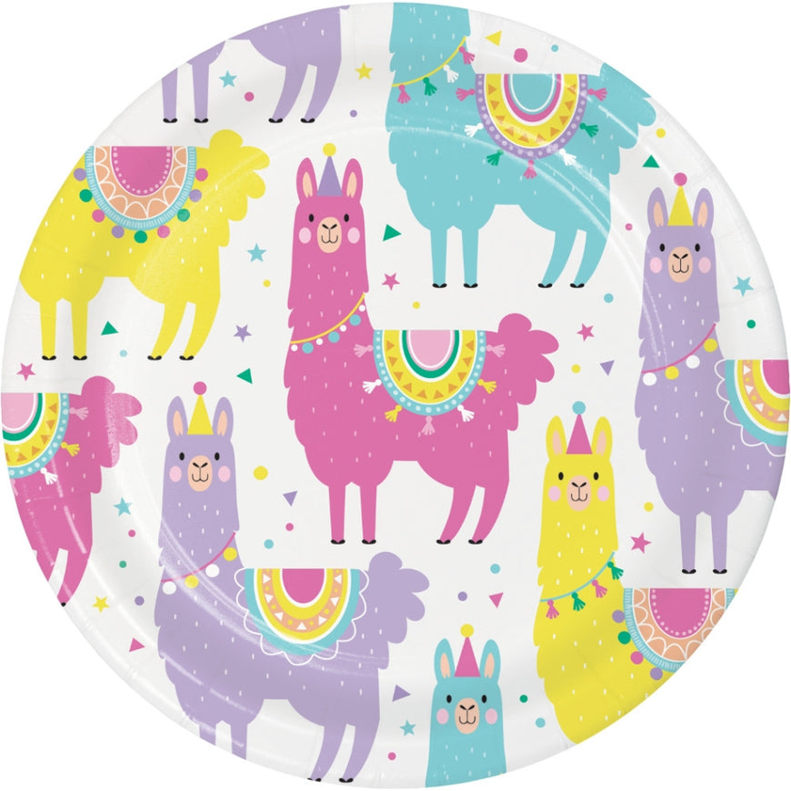 Llama Party Lunch Plates Paper 18cm 8pk - Party Savers