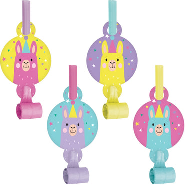 Llama Party Blowouts with Medallions 8pk - Party Savers