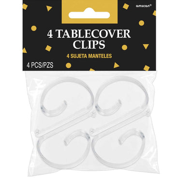 Tablecover Clips Clear Plastic 4pk - Party Savers
