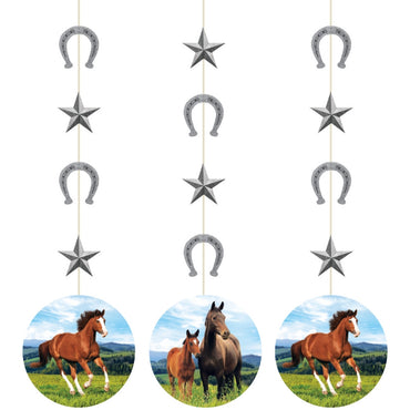 Horse and Pony Hanging String Cardboard Cutouts 3pk - Party Savers