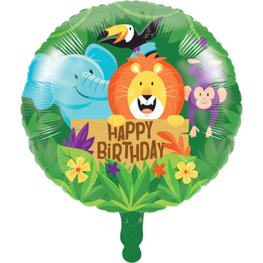 Jungle Safari Happy Birthday Foil Balloon 45cm - Party Savers