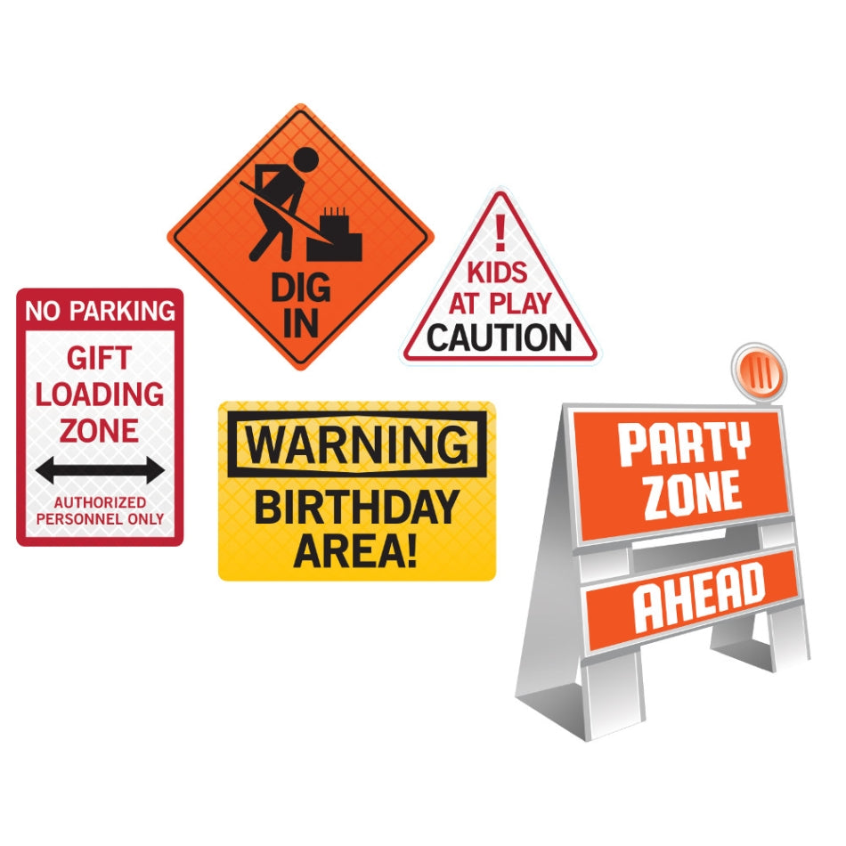 Big Dig Construction Decorating Kit Easel & Wall Signs 5pk - Party Savers
