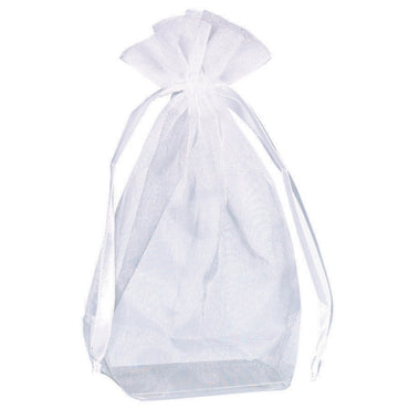 White Box Bottom Container Organza 12pk - Party Savers