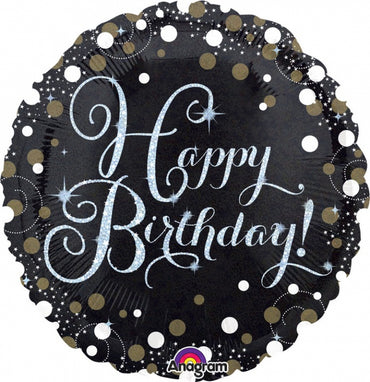 Sparkling Happy Birthday Foil Balloon 45cm - Party Savers