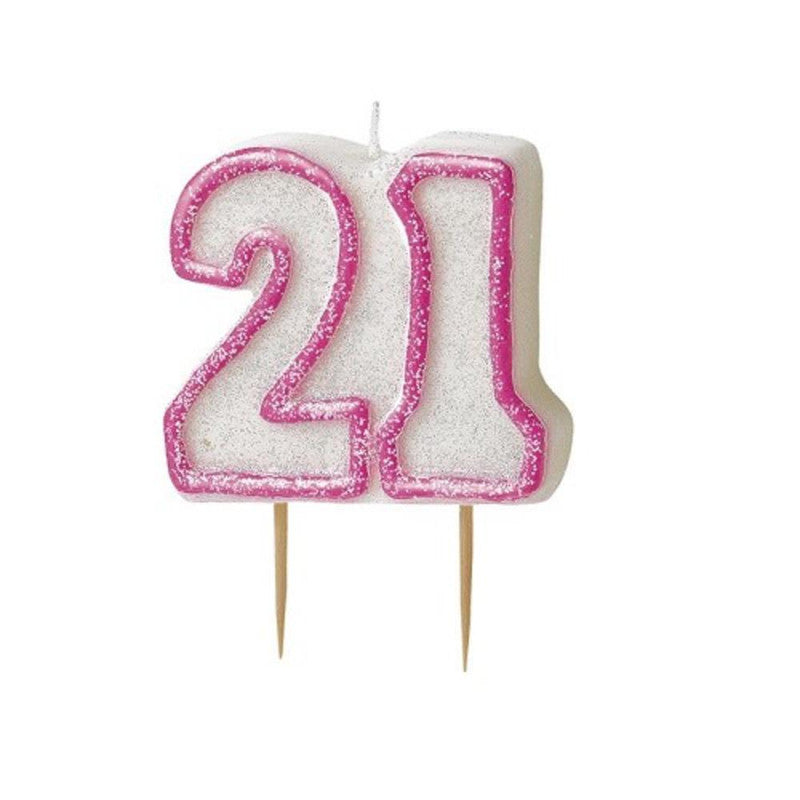 Glitz Pink 21 Numeral Candle Each