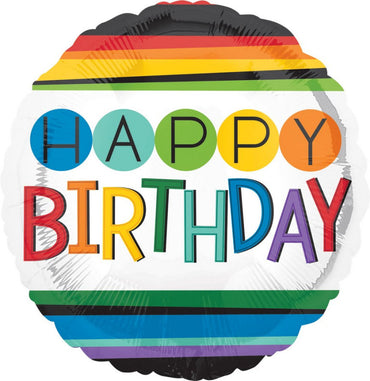 Rainbow Happy Birthday Foil Balloon 45cm - Party Savers