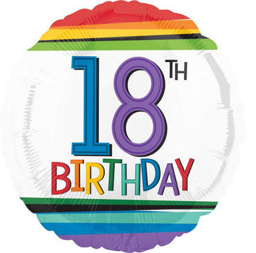 Rainbow Happy Birthday 18 Foil Balloon 45cm - Party Savers