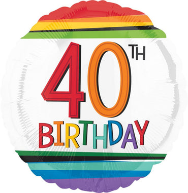 Rainbow Happy Birthday 40 Foil Balloon 45cm - Party Savers