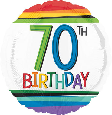 Rainbow Happy Birthday 70 Foil Balloon 45cm - Party Savers