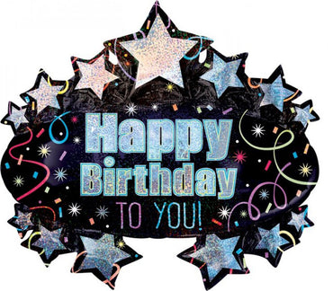 Happy Birthday To You Brilliant Marquee SuperShape Foil Balloon 78cm x 71cm - Party Savers