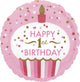 1st Birthday Cupcake Girl Foil Balloon 45cm - Party Savers