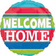 Colourful Stripes Welcome Home Foil Balloon 45cm - Party Savers