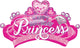 Happy Birthday Princess Crown And Gem SuperShape Foil Balloon 81cm x 48cm Each - Party Savers