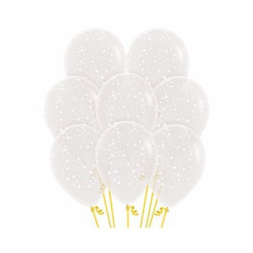 Small Stars on Crystal Clear Latex Balloons 30cm 12pk