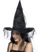Black Witch's Hat With Netting - Party Savers