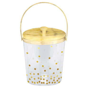 Ice Bucket Gold Hot Stamped Dots on Clear Plastic & Clear Tongs Each