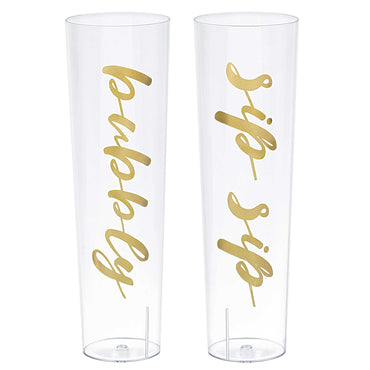 Champagne Stemless Clear Plastic Wine Glasses 266ml 2pk