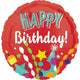 Festive Happy Birthday Foil Balloon 45cm - Party Savers