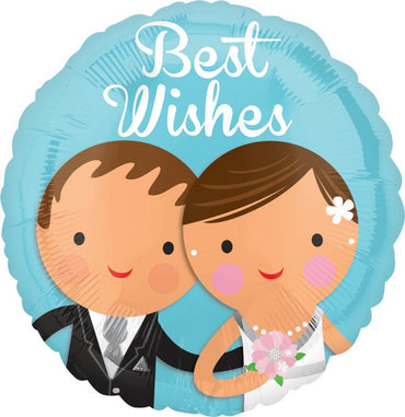 Best Wishes Wedding Couple Foil Balloon 45cm - Party Savers