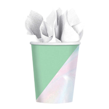 Shimmering Party Iridescent Paper Cups 266ml 8pk - Party Savers