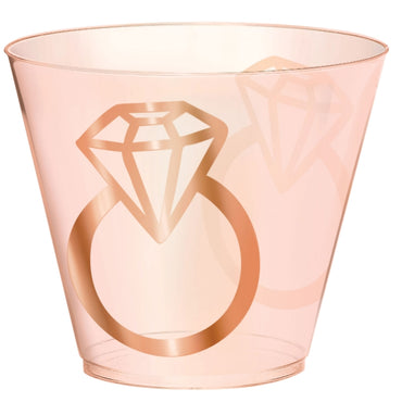 Blush Wedding Plastic Tumblers Diamond Hot Stamped 30pk - Party Savers