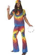 Mens Costume - Tie Dye Top and Flared Trousers - Party Savers