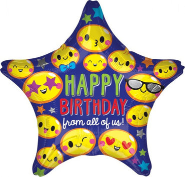 Star Happy Birthday from All of Us Self Sealing Foil Balloon 45cm - Party Savers