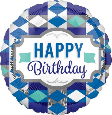 Happy Birthday Tie Pattern Self Sealing Foil Balloon 45cm - Party Savers