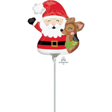 Santa & Reindeer Mini Shape Foil Balloon Each