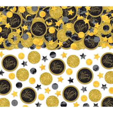 Gold Happy Birthday Value Pack Confetti Foil & Cardboard Pieces 70g - Party Savers