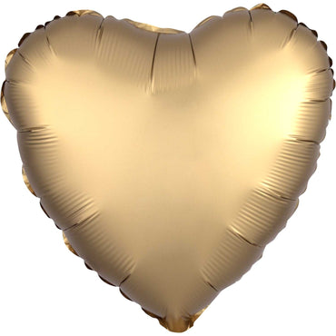 Gold Satin Heart Foil Balloon 43cm - Party Savers