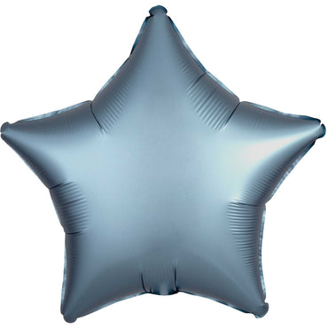 Pastel Blue Satin Star Foil Balloon 48cm - Party Savers