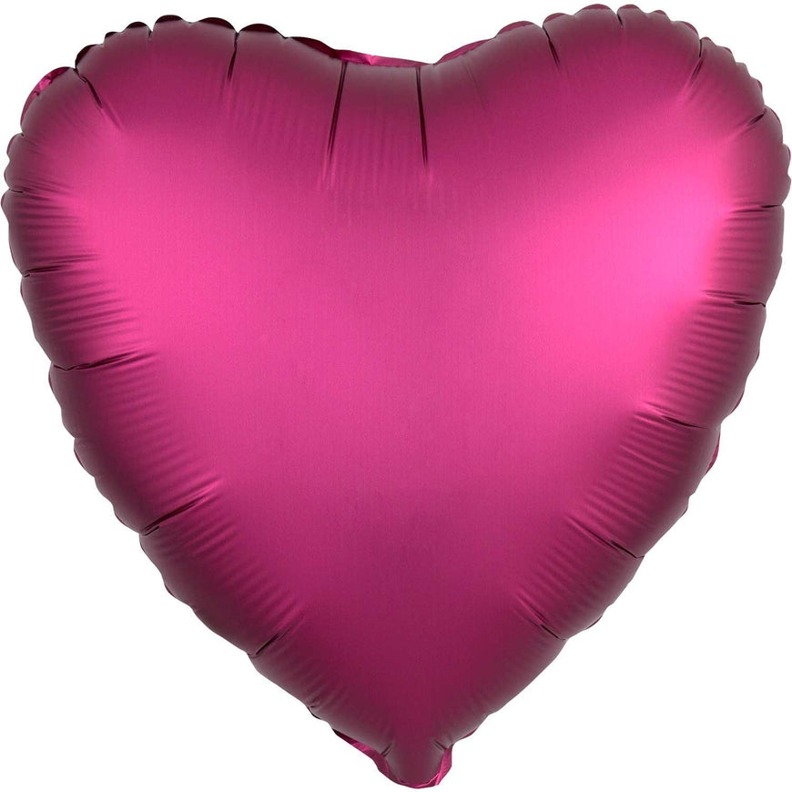 Black Satin Heart Foil Balloon 43cm - Party Savers