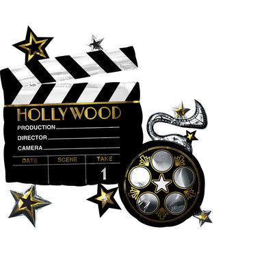 Hollywood Lights Camera Action SuperShape Foil Balloon 76cm x 73cm - Party Savers