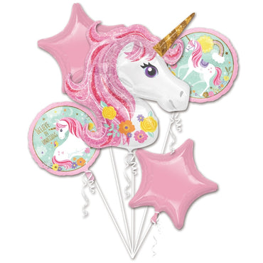 Magical Unicorn Foil Balloon Bouquet 5pk - Party Savers