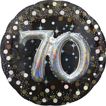 70th Sparkling Birthday Holographic Multi-Balloon 91cm Each - Party Savers