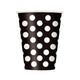 Black Dotty Paper Cups 355ml 6pk - Party Savers