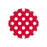 Red Dotty Paper Plates 18cm 8pk - Party Savers