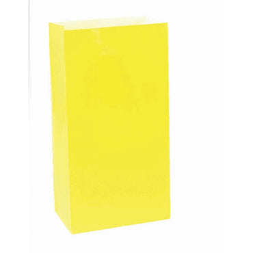 Sunshine Yellow Large Paper Bag 12pk - Party Savers