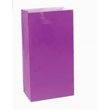 New Purple Large Paper Bag 12pk - Party Savers