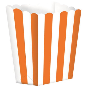 Orange Popcorn Favor Boxes Small 5pk Stripe - Party Savers