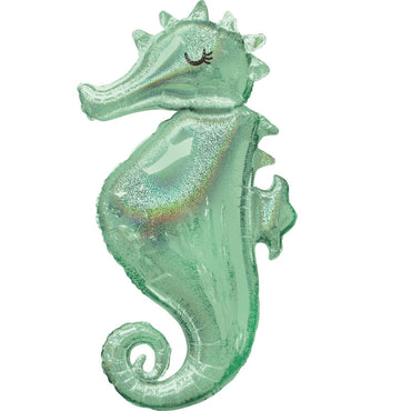 Mermaid Wishes Seahorse Holographic SuperShape Foil Balloon - Party Savers